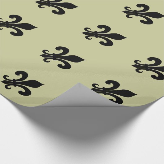 Elegant zwart Fleur de lis patroon verpakkingspapi Cadeaupapier (Hoek)