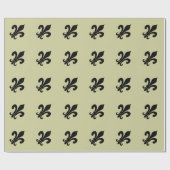 Elegant zwart Fleur de lis patroon verpakkingspapi Cadeaupapier (Vlak)