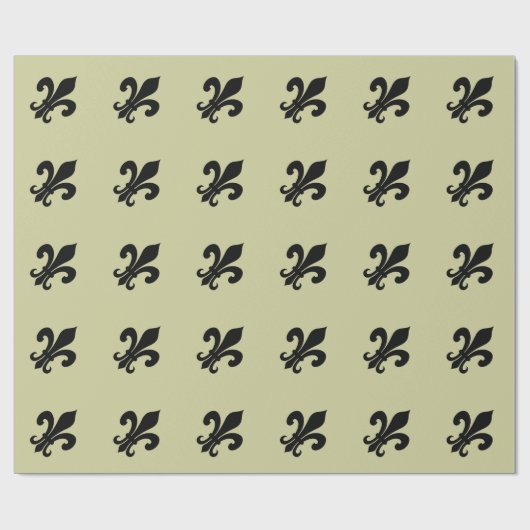 Elegant zwart Fleur de lis patroon verpakkingspapi Cadeaupapier (Vlak)