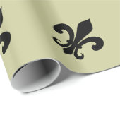 Elegant zwart Fleur de lis patroon verpakkingspapi Cadeaupapier (Rol Hoek)