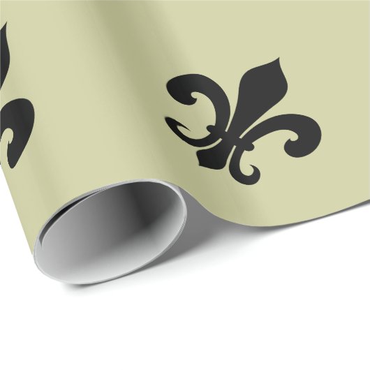 Elegant zwart Fleur de lis patroon verpakkingspapi Cadeaupapier (Rol Hoek)