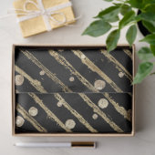 Elegant Zwart Fluwelen Gouden Strepen Stippen Luxe Tissuepapier (Geschenk)
