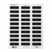 Elegant zwart formeel retour adres label (Full Sheet)