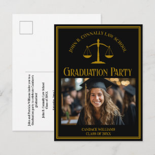 Elegant zwart foto-verjaardagsfeestje voor afgestu uitnodiging briefkaart