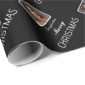 Elegant zwart fotoscript naam vrolijk kerstfeest cadeaupapier (Rol Hoek)