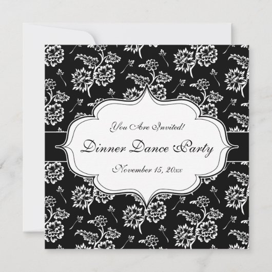 Elegant zwart galajurken diner dansfeest kaart (Achterkant)