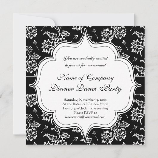 Elegant zwart galajurken diner dansfeest kaart (Voorkant)