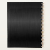 Elegant Zwart Geborsteld Metaal Goud Monogram Dagb Planner (Achterkant)