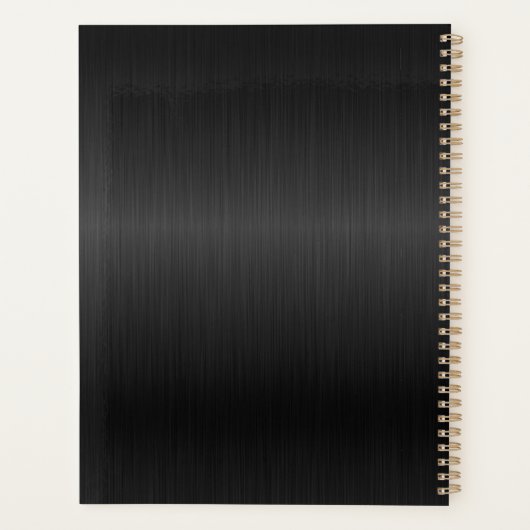 Elegant Zwart Geborsteld Metaal Goud Monogram Dagb Planner (Achterkant)