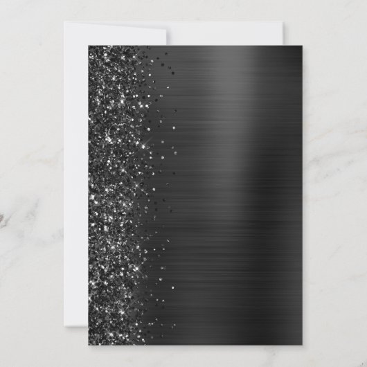 Elegant zwart geborsteld metalen script Bewaar de  Aankondiging (Achterkant)