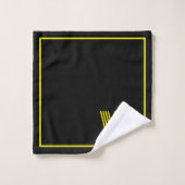 Elegant zwart & geel monogram  bad handdoek (Wasdoekje)