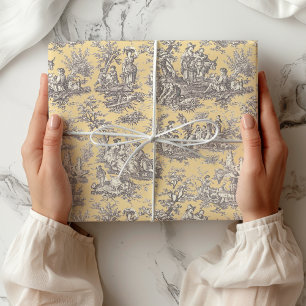 Elegant  zwart geel toile de jouy cadeaupapier