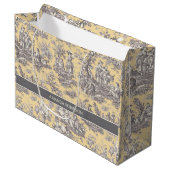 Elegant  zwart geel toile de jouy groot cadeauzakje (Voorkant Gekanteld)