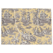 Elegant  zwart geel toile de jouy groot cadeauzakje (Achterkant)