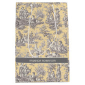 Elegant zwart geel toile de jouy medium cadeauzakje (Voorkant)