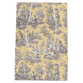 Elegant zwart geel toile de jouy medium cadeauzakje (Achterkant)