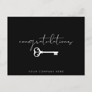 Elegant Zwart Gefeliciteerd Nieuw Huis Vastgoed   Briefkaart
