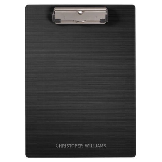 Elegant zwart geperforeerd metaal gepersonaliseerd klembord (Voorkant)