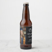 Elegant Zwart Gepersonaliseerd Cheers Afstudeerder Bier Etiket (Voorkant)