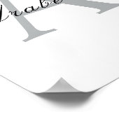 Elegant Zwart Gepersonaliseerd Monogram Naam Poster (Hoek)