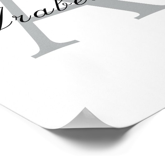 Elegant Zwart Gepersonaliseerd Monogram Naam Poster (Hoek)