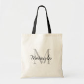Elegant zwart gepersonaliseerd monogram tote bag (Voorkant)
