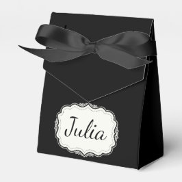 Elegant zwart geschulpte zwarte partij bedankdoosjes