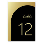 Elegant Zwart Glanzend Goud Trouwtafel Nummer Kaart (Achterkant)