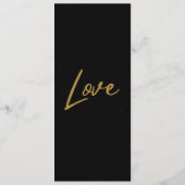 Elegant zwart glanzend liefdeshart bruiloft zwart menu (Achterkant)