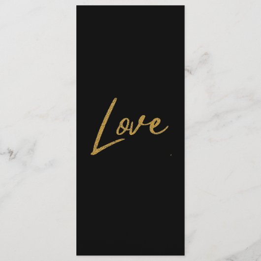 Elegant zwart glanzend liefdeshart bruiloft zwart menu (Achterkant)