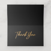 Elegant zwart glanzend liefdeshart bruiloft zwart plaatskaartje (Binnenkant ongevouwen)