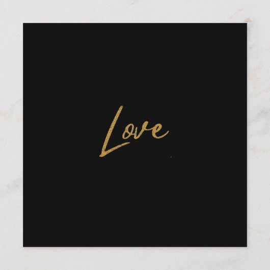 Elegant zwart glanzend liefdeshart bruiloft zwart programmakaart (Achterkant)