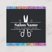 Elegant Zwart & Glitter Hair Stylist QR Code Logo Vierkante Visitekaartje (Achterkant)