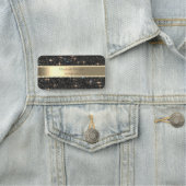 Elegant Zwart Glitter Sparkle Stripe Parels Naamplaatje (In situ)