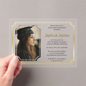Elegant zwart | Gold College Univ Graduation Party Acryl Uitnodigingen (Insitu (Draagbaar))