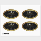 Elegant zwart Gold Glitter-etiket met Logo Ovale Sticker (Vel)
