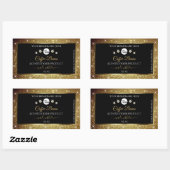 Elegant zwart Gold Glitter-etiket met Logo Rechthoekige Sticker (Vel)