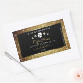 Elegant zwart Gold Glitter-etiket met Logo Rechthoekige Sticker (Envelop)