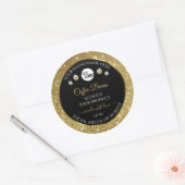 Elegant zwart Gold Glitter-etiket met Logo Ronde Sticker (Envelop)