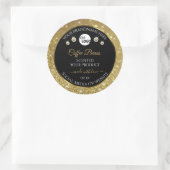 Elegant zwart Gold Glitter-etiket met Logo Ronde Sticker (Tas)
