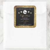Elegant zwart Gold Glitter-etiket met Logo Vierkante Sticker (Tas)