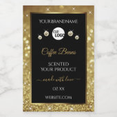 Elegant zwart Gold Glitter-etiket met Logo Voedselcontainer Etiket (Enkel label)