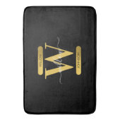 Elegant zwart & Gold Monogram modern script Badmat (Voorkant Verticaal)