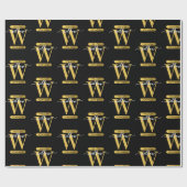 Elegant zwart & Gold Monogram modern script Cadeaupapier (Vlak)