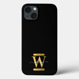 Elegant zwart & Gold Monogram modern script Case-Mate iPhone Case