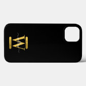 Elegant zwart & Gold Monogram modern script Case-Mate iPhone Case (Achterkant (horizontaal))