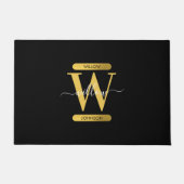 Elegant zwart & Gold Monogram modern script Deurmat (Voorkant)