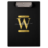 Elegant zwart & Gold Monogram modern script Klembord (Voorkant)
