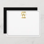 Elegant zwart & Gold Monogram modern script Notitiekaartje (Voorkant / Achterkant)
