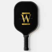 Elegant zwart & Gold Monogram modern script Pickleball Paddle (Voorkant)